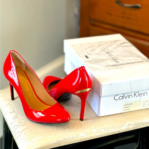 Calvin Klein Shoes - NIB Calvin Klein lipstick red 3” high heel shoe